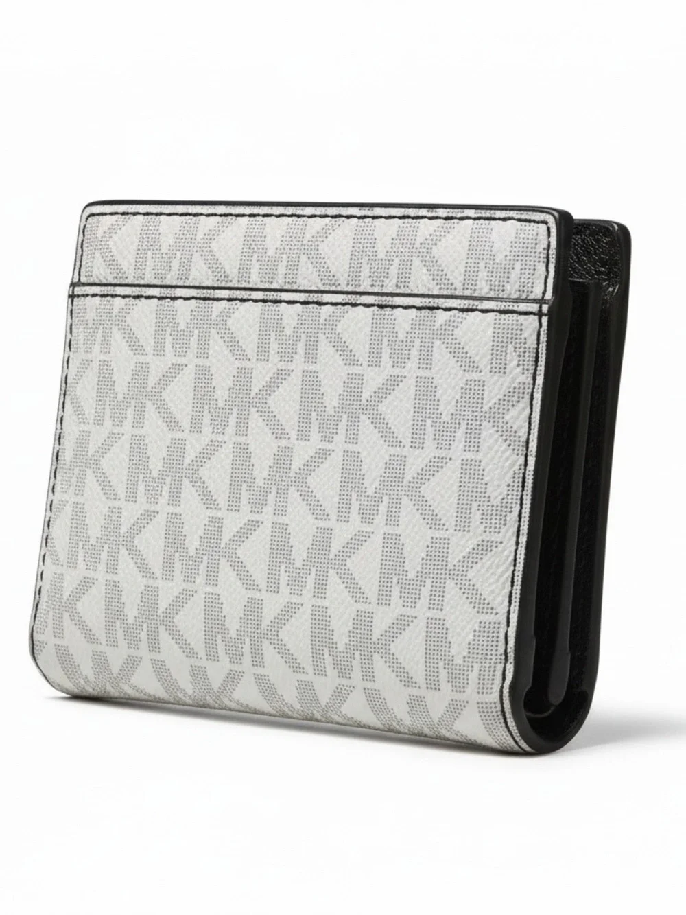 Michael Kors White Logo Bifold Wallet with Silver Logo